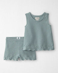 Toddler Girl 2-Piece Organic Cotton Knit Top & Short Set