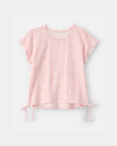 Girls Palm Tree Crinkle Top - Pink