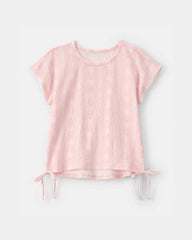 Girls Palm Tree Crinkle Top - Pink