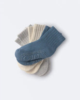 Toddler 3-Pack No-Slip Ankle Socks - Blue/Grey/Cream