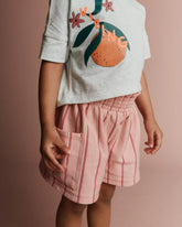 Toddler Girl Swing Shorts with Pockets in Stripes - Light Pink