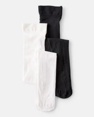 Girls 2-Pack Tights - Black/White