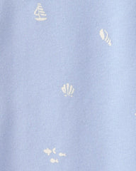 Girls Mermaid 100% Cotton Snug Fit 4-Piece Pajama Set - Blue/Ivory