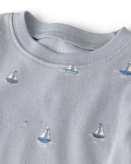 Kids 2-Piece Organic Cotton Ribbed Pyjama Set in Sail Away Print