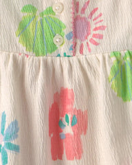 Toddler Girl Summer Floral Tank Top - Cream