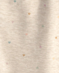 Toddler Girl Heart Fleece Drawstring Pants - Cream