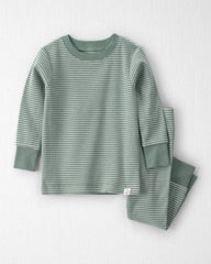 Baby 2-Piece Organic Cotton Ribbed Pajamas in Stripes
