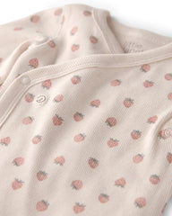 Baby Girl Organic Cotton Wrap Bodysuit in Strawberry Print