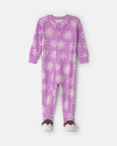 Baby Girl 1-Piece Penguin 2-Way Zip DreamPlush Snug Fit Footed Pajama - Purple