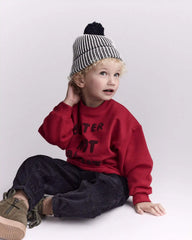 Toddler Neutral Striped Pom Pom Beanie - Black/White