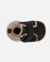 Baby Boy Sherpa Boots - Black/Brown