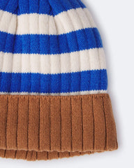 Toddler Striped Beanie - Brown/Blue/White