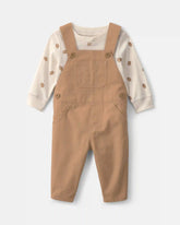 Baby Boy 2-Piece Football Long-Sleeve Overall Set - Brown/Cream