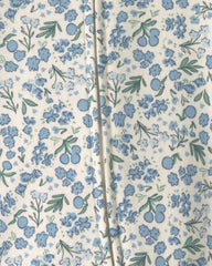 Baby Girl Floral 100% Cotton 2-Way Zip Sleep & Play Pajamas - Blue/Ivory