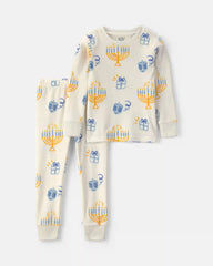 Toddler 2-Piece Hanukkah DreamPlush Snug Fit Pajama Set - Cream