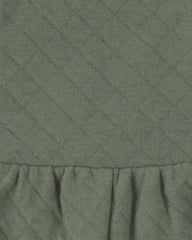 Baby Girl 2-Piece Quilted Overall Set - Olive Green