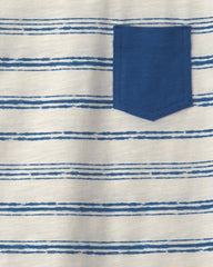 Boys Striped Pocket Tee - Blue/White