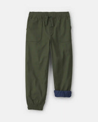 Boys Twill Joggers - Olive Green
