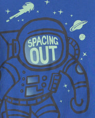 Boys 4-Piece Astronaut Glow in the Dark 100% Cotton Snug Fit Pajama Set - Blue