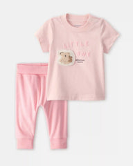 Baby Girl 2-Piece 'Little One' Koala Graphic Tee & Pant Set - Pink