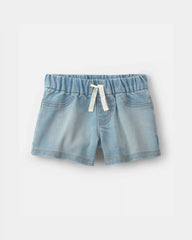 Baby Girl French Terry Knit Shorts - Light Wash