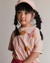 Toddler Girl Rolled Cuff Tee in Bee Print - Light Pink