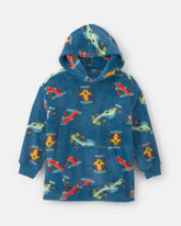 Boys Racecar Fleece Loose Fit Pajama Hoodie - Navy Blue
