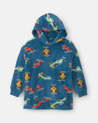 Boys Racecar Fleece Loose Fit Pajama Hoodie - Navy Blue