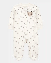 Baby Tiger Print 2-Way Zip Cotton Sleep & Play Pajamas - Ivory
