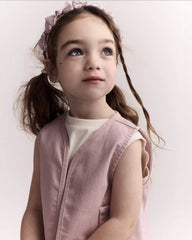 Toddler Girl Cropped Vest with Otter Pockets - Light Pink