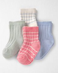 Baby Girl 4-Pack Slip Resistant Socks Made with Organic Cotton