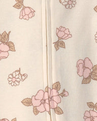 Baby Girl 2-Pack Floral Striped 100% Cotton 2-Way Zip Sleep & Play Pajamas - Pink/Ivory
