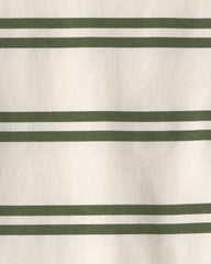 Toddler Boy Striped T-Shirt - Cream/Olive Green