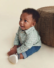 Baby Boy 2-Piece Plaid Flannel Long-Sleeve Top & Pant Set - Green/Indigo