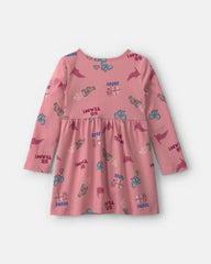 Toddler Girl School Spirit Long-Sleeve Dress - Pink
