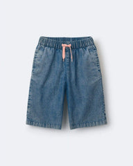 Toddler Girl Wide-Leg Cropped Pant in Chambray