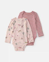 Baby Girl 2-Pack Woodland PurelySoftâ„¢ Long-Sleeve Multipack Bodysuits - Pink