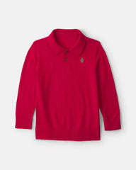 Boys Gingerbread Polo Sweater - Red