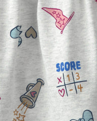 Girls 'Go Team' Cotton Skort - Grey