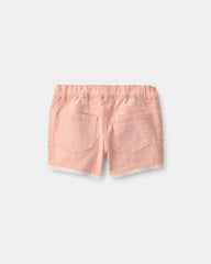 Toddler Girl Eyelet Trim Twill Shorts - Peach