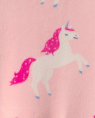 Toddler Girl 1-Piece Unicorn DreamPlush Snug Fit Footed Pajama - Pink