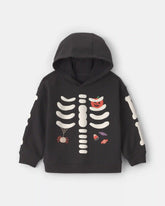 Toddler Boy Skeleton Halloween Hoodie - Black/White