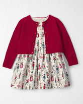 Toddler Girl 2-Piece Organic Cotton Cardigan Dress Set in Nutcracker