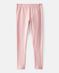 Girls Cotton Pull-On Stretch Leggings - Pink