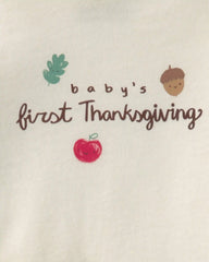 Baby 2-Piece 'Baby's First Thanksgiving' Top & Pant Set - Brown/Cream
