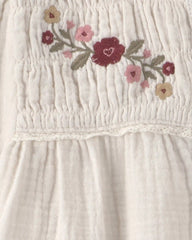 Toddler Girl Organic Cotton Embroidered Gauze Top