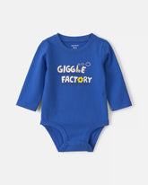 Baby Boy 'Giggle Factory' Long-Sleeve Graphic Bodysuit - Blue
