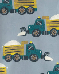 Toddler Boy 2-Piece Snow Trucks DreamPlush Snug Fit Pajama Set - Blue