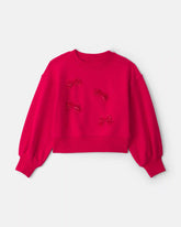 Girls Bow Pullover Sweatshirt - Red