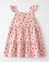 Baby Girl Organic Cotton Tiered Dress in Blush Floral Print